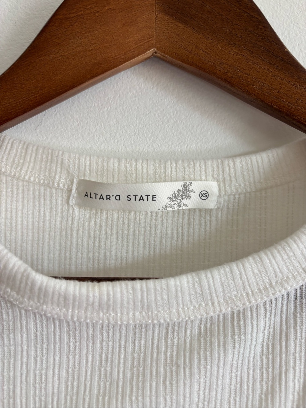 Altar'd State Cream Ribbed Ruffle Crop Top - Picture 3 of 4